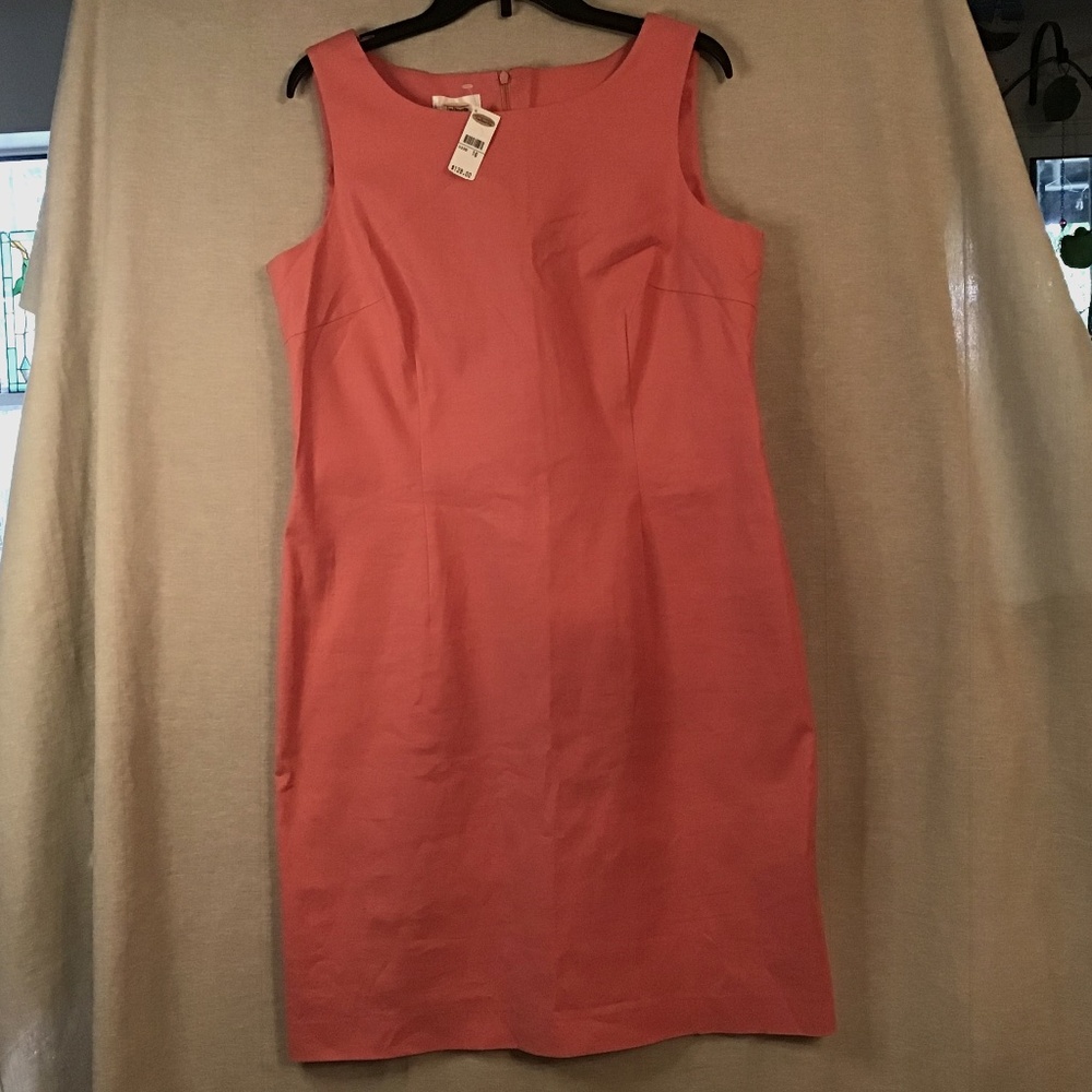 NWT Talbots Dress Womens Size 16 Salmon Linen Blend Sleeveless .reg.$128 .